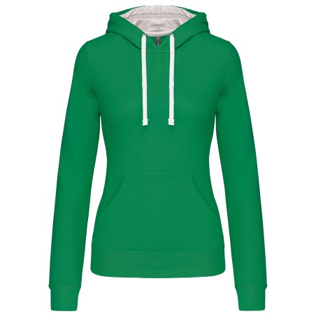 Ladies\\\' contrast hooded sweatshirt