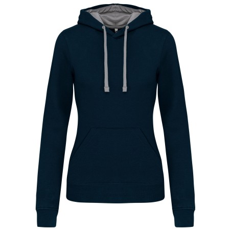 Ladies\\\' contrast hooded sweatshirt