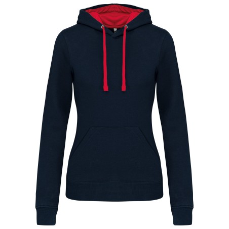 Ladies\\\' contrast hooded sweatshirt