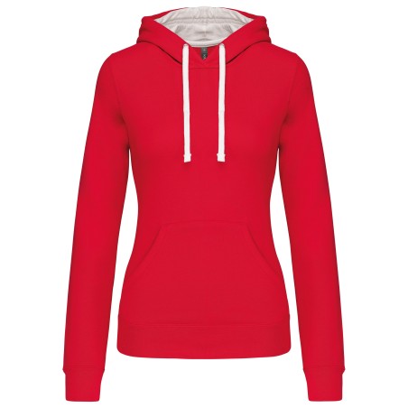 Ladies\\\' contrast hooded sweatshirt