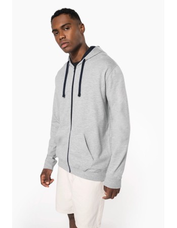 Men\\\'s contrast hooded full zip sweatshirt