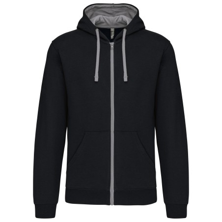 Men\\\'s contrast hooded full zip sweatshirt