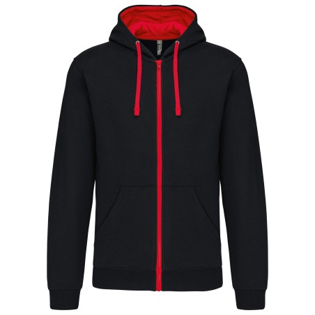 Men\\\'s contrast hooded full zip sweatshirt
