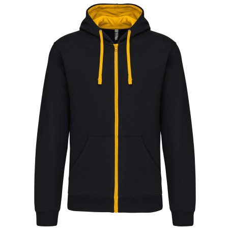 Men\\\'s contrast hooded full zip sweatshirt
