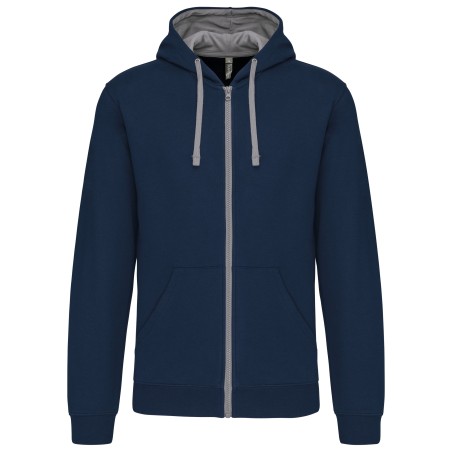 Men\\\'s contrast hooded full zip sweatshirt