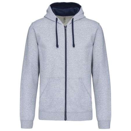 Sudadera capucha y cremallera contrastada