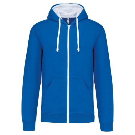 Men\\\'s contrast hooded full zip sweatshirt