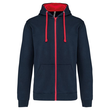 Men\\\'s contrast hooded full zip sweatshirt