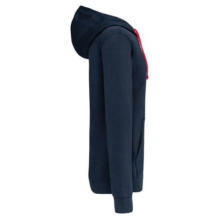 Men\\\'s contrast hooded full zip sweatshirt