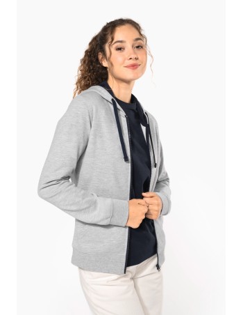 Ladies’ contrast hooded full zip sweatshirt