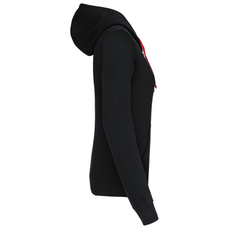 Ladies’ contrast hooded full zip sweatshirt