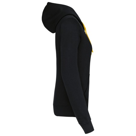 Sudadera capucha y cremallera contrastada mujer