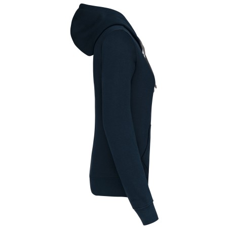 Sudadera capucha y cremallera contrastada mujer