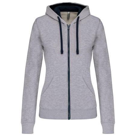 Ladies’ contrast hooded full zip sweatshirt