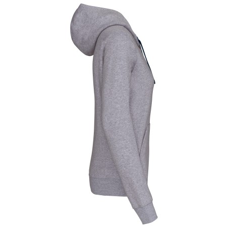 Sudadera capucha y cremallera contrastada mujer