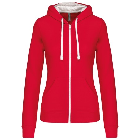 Ladies’ contrast hooded full zip sweatshirt