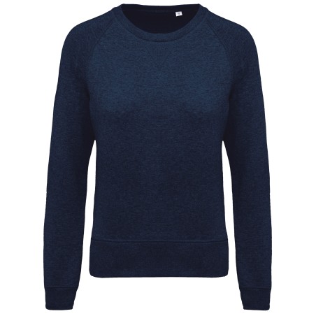 Sudadera algodón orgánico con cuello redondo y mangas raglan de mujer