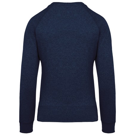 Sudadera algodón orgánico con cuello redondo y mangas raglan de mujer