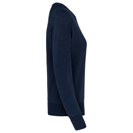 Sudadera algodón orgánico con cuello redondo y mangas raglan de mujer