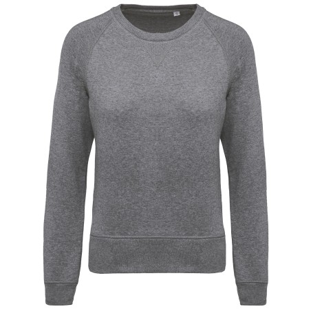 Sudadera algodón orgánico con cuello redondo y mangas raglan de mujer