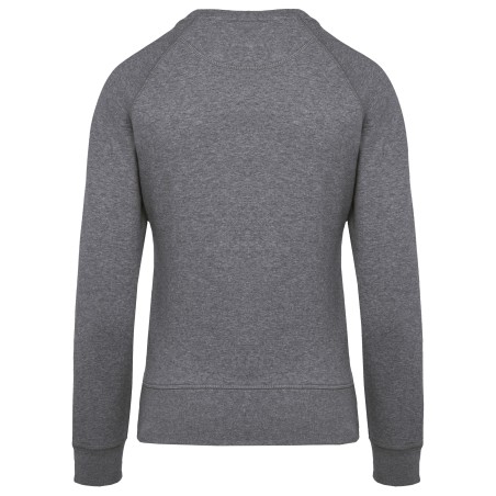 Sudadera algodón orgánico con cuello redondo y mangas raglan de mujer