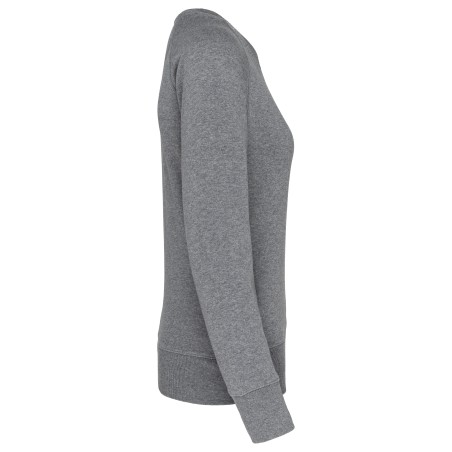 Sudadera algodón orgánico con cuello redondo y mangas raglan de mujer