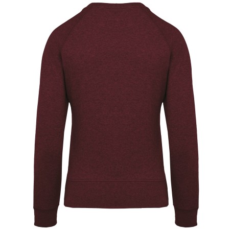 Sudadera algodón orgánico con cuello redondo y mangas raglan de mujer
