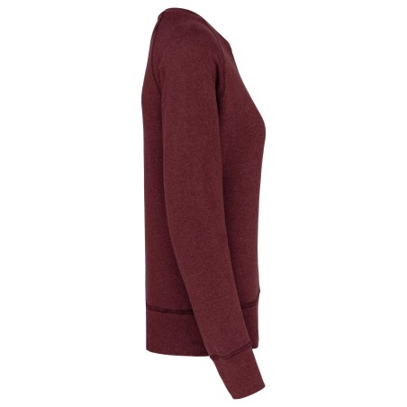 Sudadera algodón orgánico con cuello redondo y mangas raglan de mujer