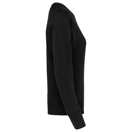 Sudadera algodón orgánico con cuello redondo y mangas raglan de mujer