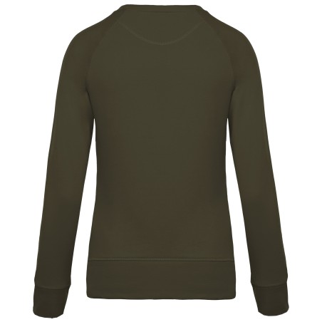 Sudadera algodón orgánico con cuello redondo y mangas raglan de mujer