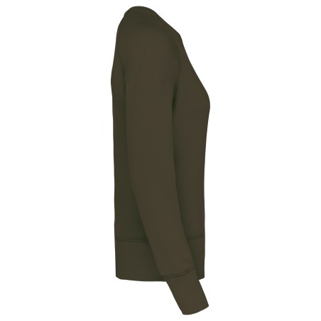 Sudadera algodón orgánico con cuello redondo y mangas raglan de mujer