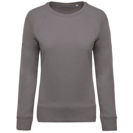 Sudadera algodón orgánico con cuello redondo y mangas raglan de mujer
