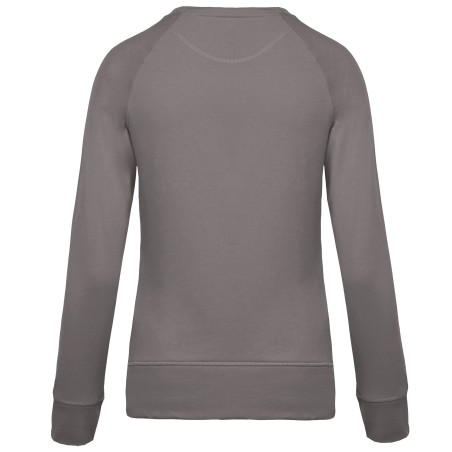 Sudadera algodón orgánico con cuello redondo y mangas raglan de mujer