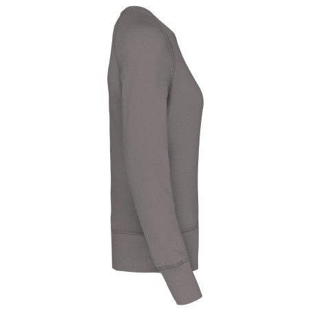 Sudadera algodón orgánico con cuello redondo y mangas raglan de mujer