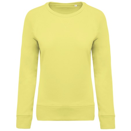 Sudadera algodón orgánico con cuello redondo y mangas raglan de mujer
