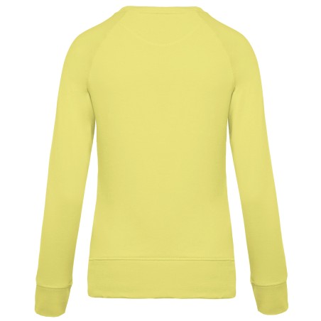 Sudadera algodón orgánico con cuello redondo y mangas raglan de mujer