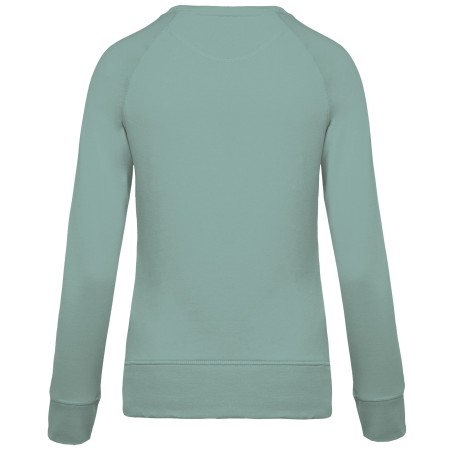 Sudadera algodón orgánico con cuello redondo y mangas raglan de mujer