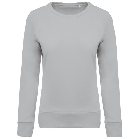 Sudadera algodón orgánico con cuello redondo y mangas raglan de mujer