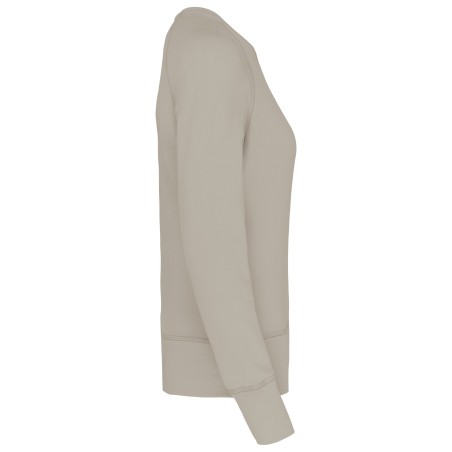 Sudadera algodón orgánico con cuello redondo y mangas raglan de mujer
