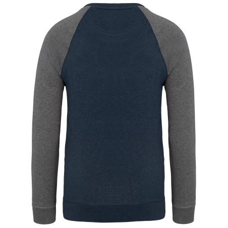 Men\\\'s two-tone organic crew neck raglan sleeve sweatshirt