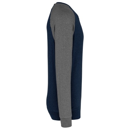 Men\\\'s two-tone organic crew neck raglan sleeve sweatshirt