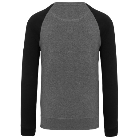 Men\\\'s two-tone organic crew neck raglan sleeve sweatshirt