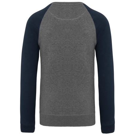 Men\\\'s two-tone organic crew neck raglan sleeve sweatshirt