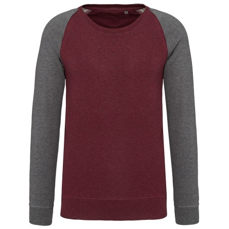 Men\\\'s two-tone organic crew neck raglan sleeve sweatshirt