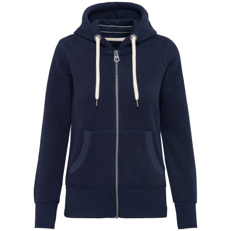 Ladies\\\' vintage zipped hooded sweatshirt