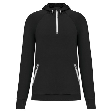 Sudadera deportiva capucha 1/4 cremallera unisex