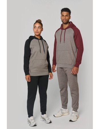 Adult two-tone hooded sweatshirt
