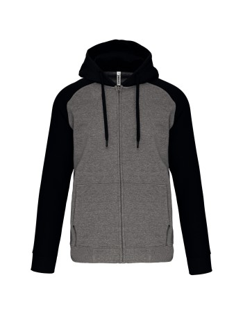 Unisex two-tone zipped hooded fleece jacket 2