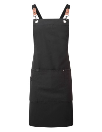 Bib apron with crossed CLIP \\\'N\\\' CLASP back straps 2