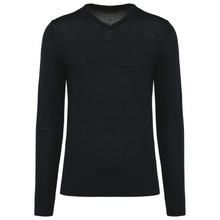 Jersey lana merina cuello de pico hombre